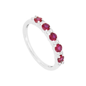 Anillo en oro blanco con rubí