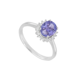 ANILLO DE ORO BLANCO CON TANZANITA & DIAMANTES