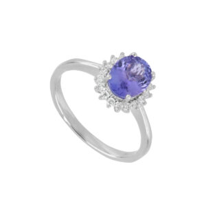 ANILLO DE ORO BLANCO CON TANZANITA & DIAMANTES