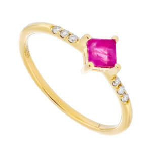 Anillo de oro con rubi y diamantes naturales