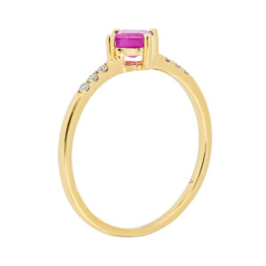 Anillo de oro con rubi y diamantes naturales - Imagen 2
