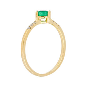 Anillo de oro amarillo con esmeralda y diamantes - Imagen 2