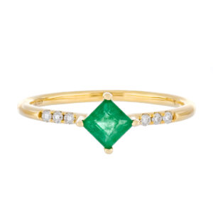 Anillo de oro amarillo con esmeralda y diamantes - Imagen 3