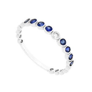 Churumbela en oro blanco con diamante y zafiros