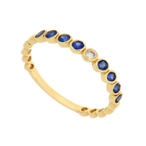 Churumbela en oro amarillo con diamante y zafiros