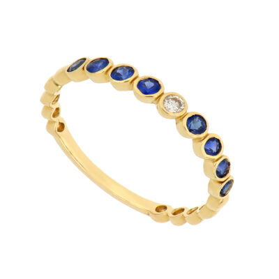 Churumbela en oro amarillo con diamante y zafiros