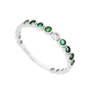 Churumbela en oro blanco con diamante y esmeraldas