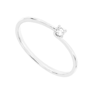 Anillo de compromiso en oro blanco con diamante