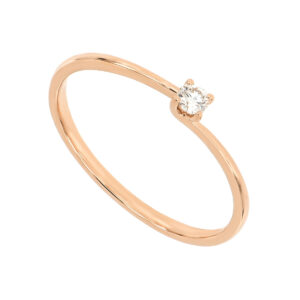 Anillo de compromiso en oro rosa con diamante