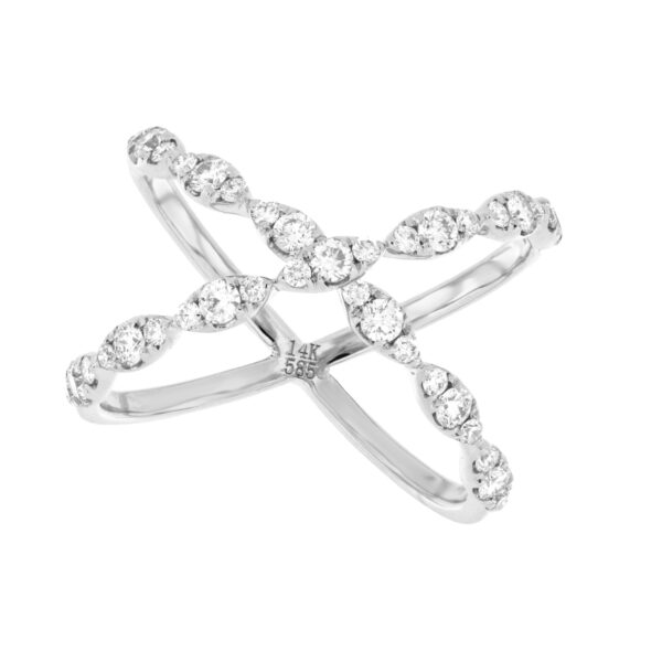 Anillo doble en oro blanco con diamantes