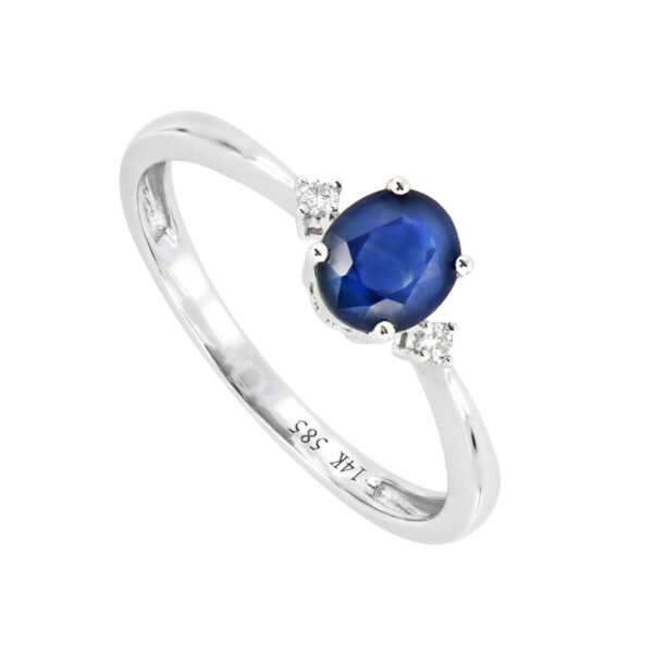 Anillo de compromiso con zafiro y diamantes