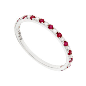 Churumbela en oro blanco con diamantes y rubí