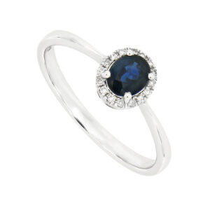 Anillo con zafiro y diamantes