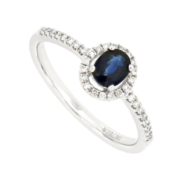 Anillo con zafiro y diamantes