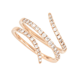 Anillo espiral en oro rosa con diamantes