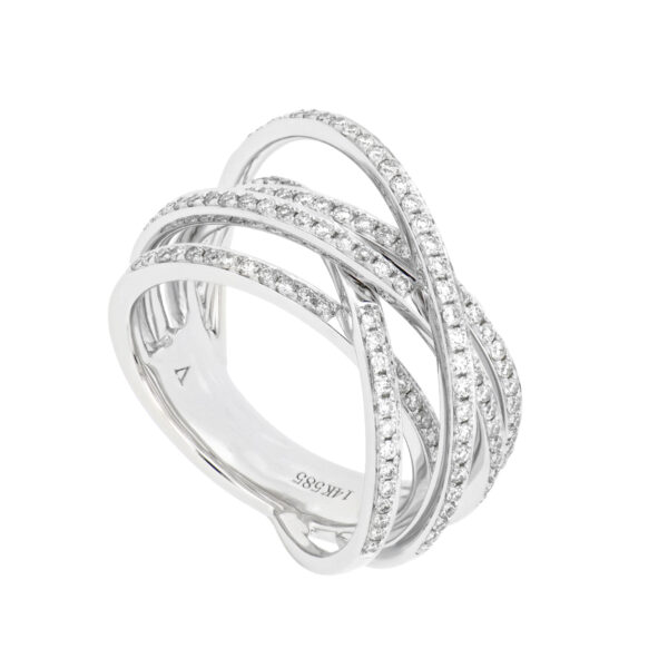 Anillo aros en oro blanco con diamantes