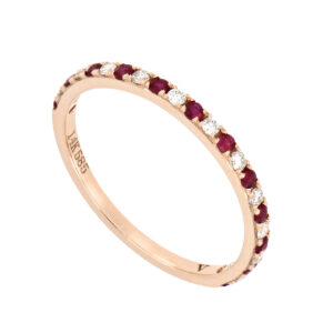Churumbela de oro rosa con diamantes y rubíes