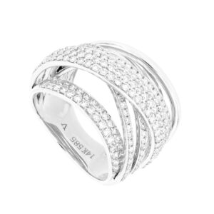 Anillo varios aros de oro blanco con diamantes
