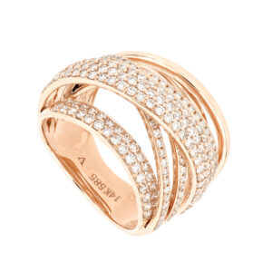 Anillo varios aros de oro rosa con diamantes