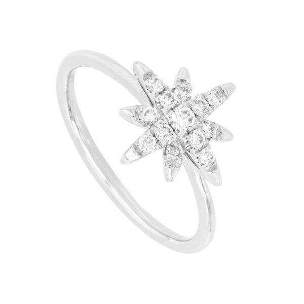 Anillo estrella de oro blanco con diamantes