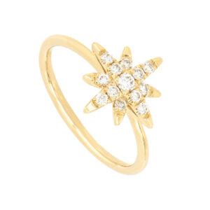 Anillo estrella de oro con diamantes