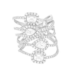 Anillo múltiple de oro blanco con diamantes