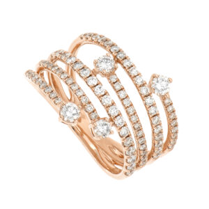 Anillo aros de oro rosa con diamantes