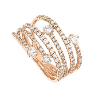 Anillo aros de oro rosa con diamantes