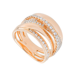 Anillo arcos de oro rosa con diamantes