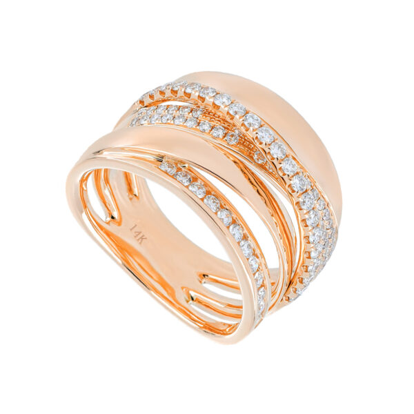 Anillo arcos de oro rosa con diamantes