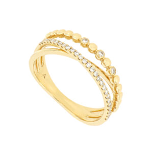 Anillo cruzado de oro con diamantes