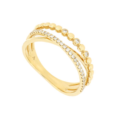 Anillo cruzado de oro con diamantes