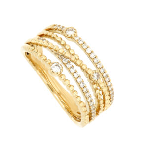 Anillo cruzado de oro con diamantes
