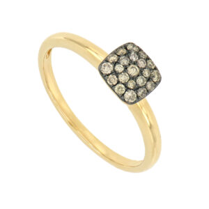 Anillo cuadro de oro amarillo con diamantes champagne