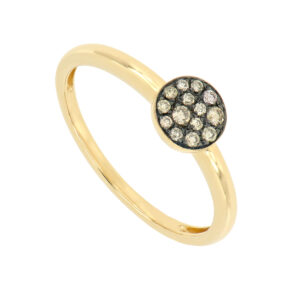Anillo disco de oro con diamantes
