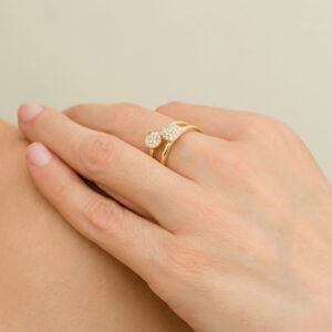 Anillo cuadro de oro con diamantes - Imagen 2