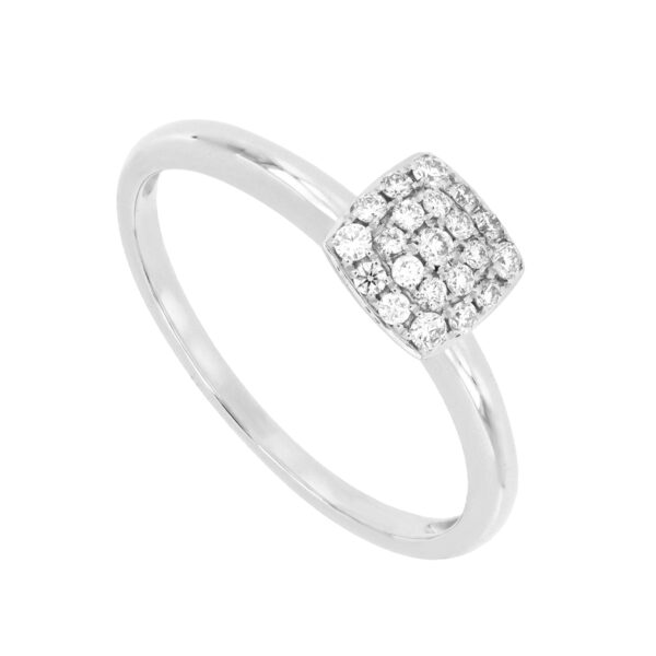 Anillo cuadro de oro blanco con diamantes
