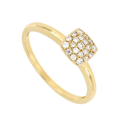 Anillo cuadro de oro con diamantes
