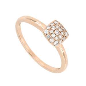 Anillo cuadro de oro rosa con diamantes