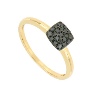 Anillo cuadro de oro con diamantes negros