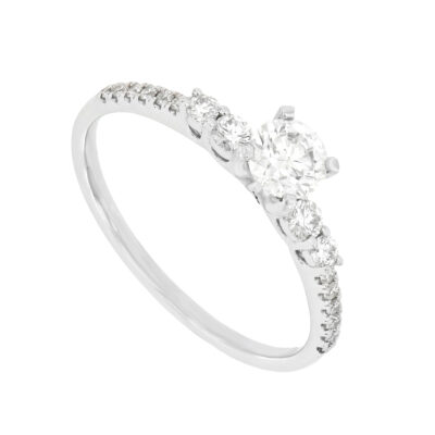 Anillo de compromiso en oro blanco con diamante