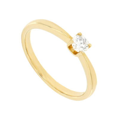 Anillo de compromiso en oro amarillo con diamante