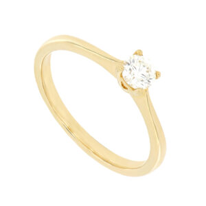 Anillo de compromiso en oro amarillo con diamante