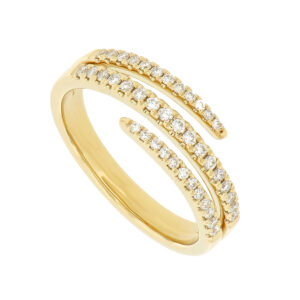 Anillo triple de oro amarillo con diamantes