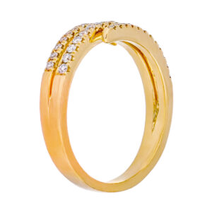 Anillo triple de oro amarillo con diamantes - Imagen 2