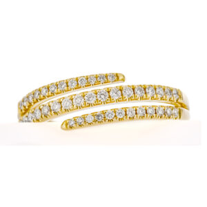 Anillo triple de oro amarillo con diamantes - Imagen 3
