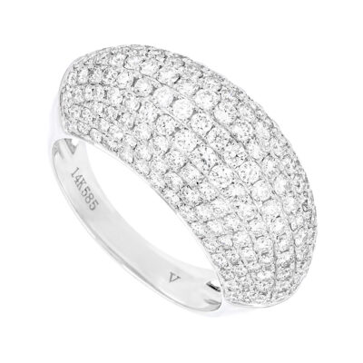 Anillo pesado de oro blanco con diamantes