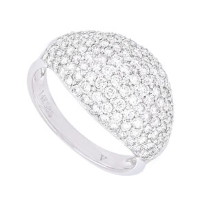 Anillo pesado de oro blanco con diamantes