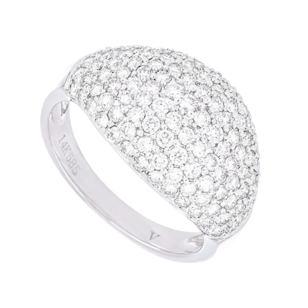 Anillo pesado de oro blanco con diamantes