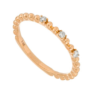 Anillo esferas de oro rosa con diamantes